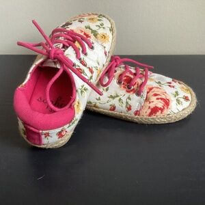 Girls Infant SOPHIE SUE Floral Lace Up Flats Size 6